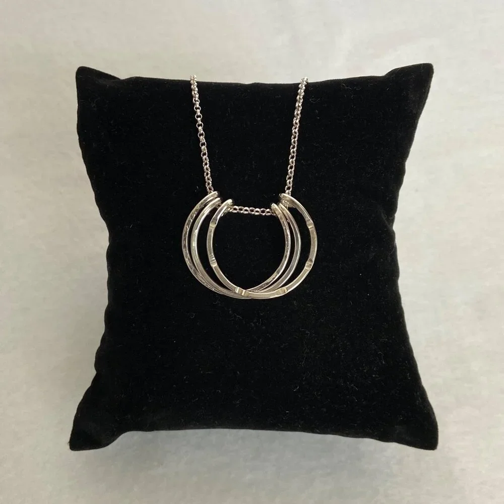 Sterling Silver 925 Triple Horseshoe Pendant Necklace 18